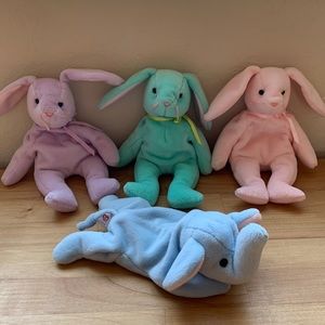 Ty Beanie Baby Lot Floppity, Hippity, Hoppity & Peanut!